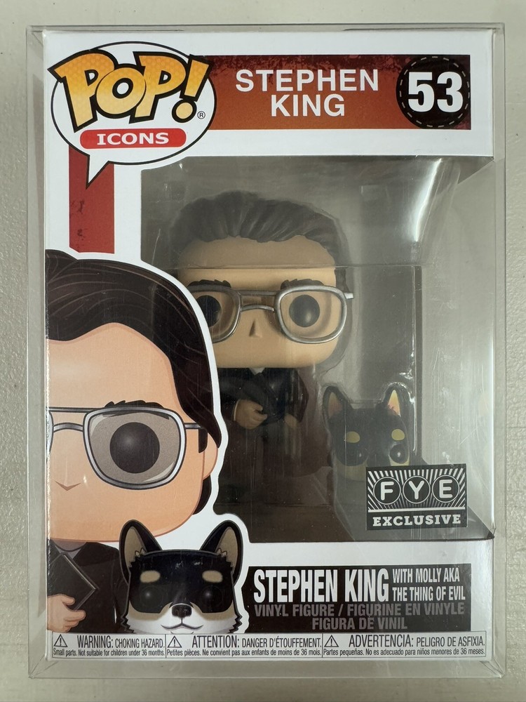 Stephen King with Molly 53 ~ Funko Pop Vinyl ~ FYE EXCLUSIVE + FREE PROTECTOR