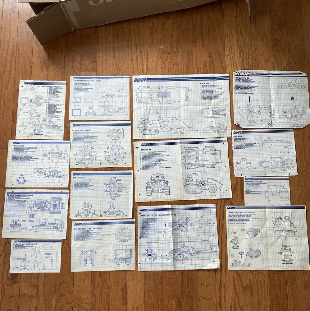 GI Joe 1982 Blueprints, Catalogs, Paperwork Conquest Snow Cat Tomahawk Lot 14