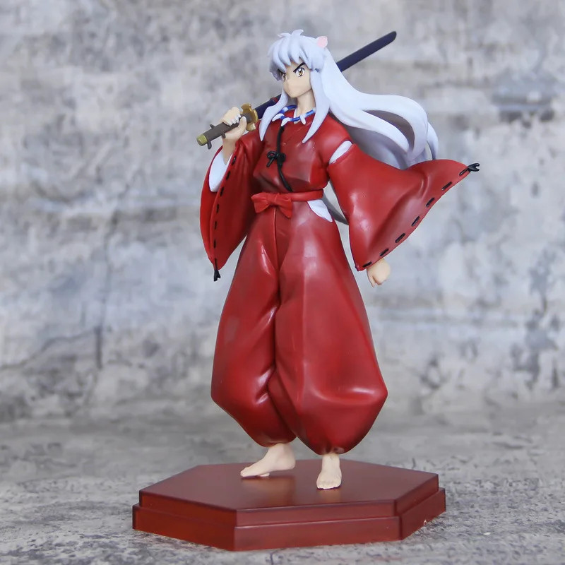 20cm Inuyasha Anime Figure Standing Pose White Black Hair Collectible Statue