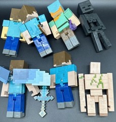 Mattel 5” Minecraft Figure Lot Of 7 Steve Enderman Alex Golem Sword Mixed Years
