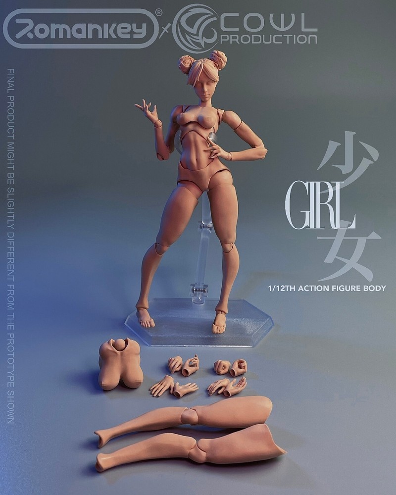 Romankey 6in Flexible PVC Joints Suntan Girl Anime Action Figure Body Model Toys
