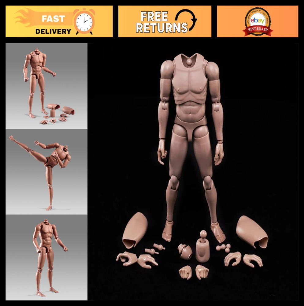12″ Flexible Muscle Male Action Figure – 1:6 Scale Europe Skin Body Doll, No Hea