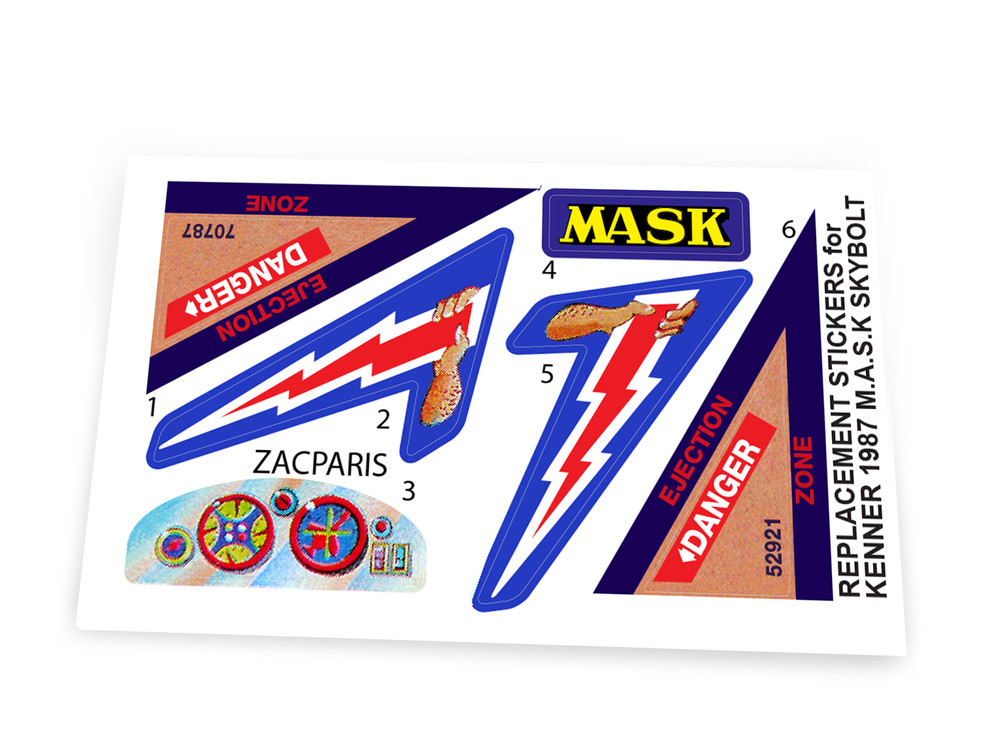 Stickers for KENNER M.A.S.K Skybolt Stickers Very nice!
