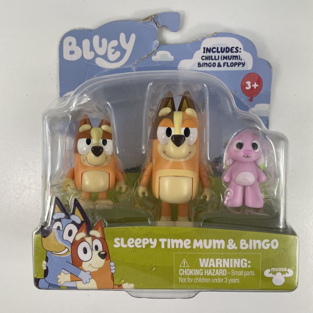 Bluey – Sleepy Time Mum Chilli, Bingo & Floppy Bunny, 2.5″ Action Figures