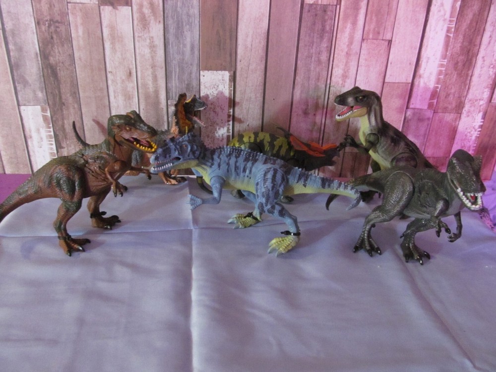 Lot of 6 Made in Indonesia Dinosaurs moveable arms and legs