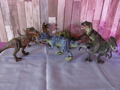 Lot of 6 Made in Indonesia Dinosaurs moveable arms and legs