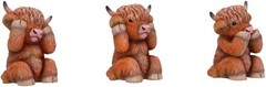 Nemesis Now Three Wise Highland Cows, Brown, 9.6cm