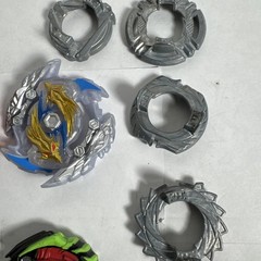 Bay Blades Lot Of 8 Bayblades Plus Parts and launchers