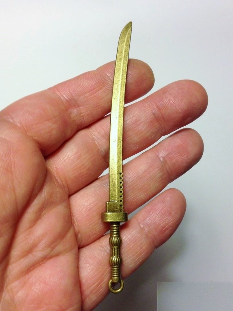 Morezmore M01159-Bronze 1pc Miniature Sword 107x10mm for Dollhouse or Diorama
