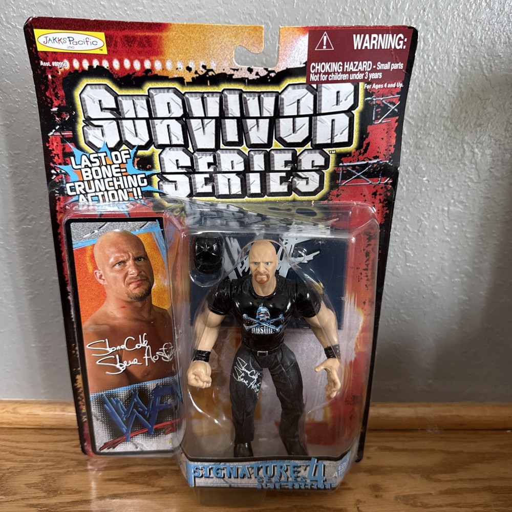 WWF SURVIVOR SERIES SIGNATURE 4 STONE COLD STEVE AUSTIN BLUE EDITION WWE JAKKS