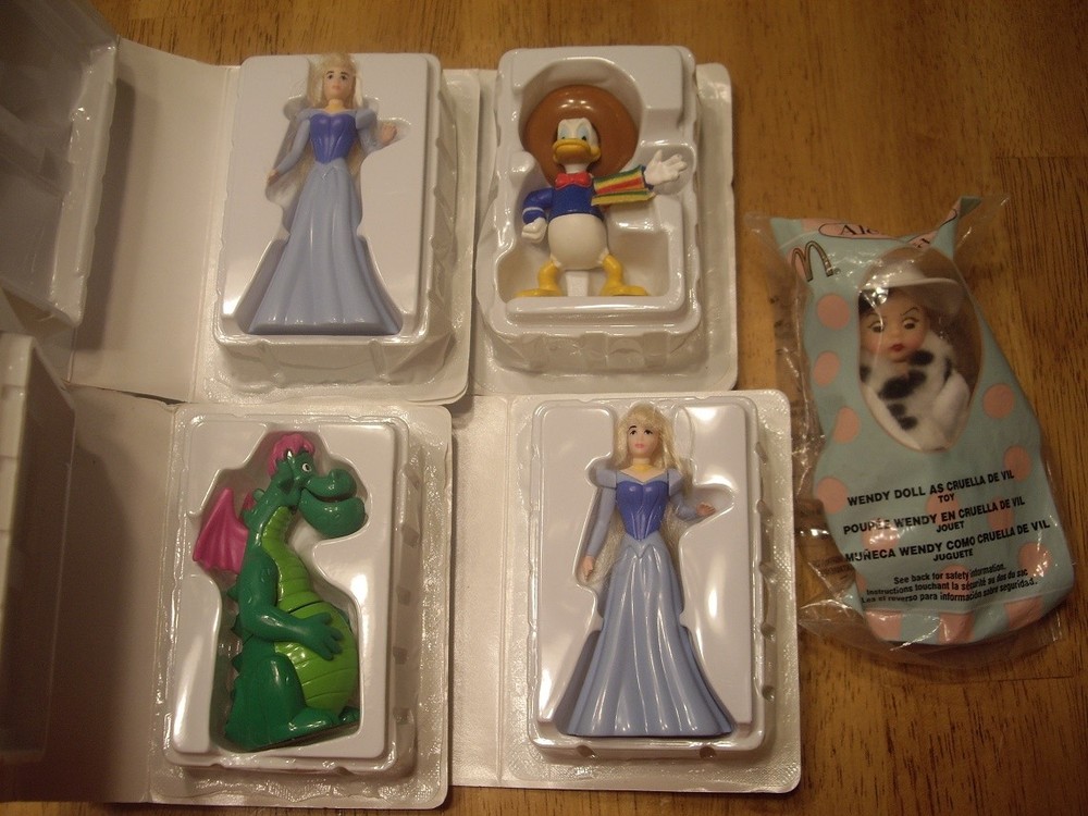 1996 Vintage Mcdonalds Happy Meal Toys Sleeping Beauty Dragon Caballeros Cruella