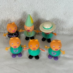 Peppa Pig Candy Cat Figure Lot of 6 Jazwares Articulated Friends Orange Green