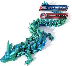 3D Printed Crystal Dragon 12In 3Pcs Flexible Articulated Fidget Toy Decor