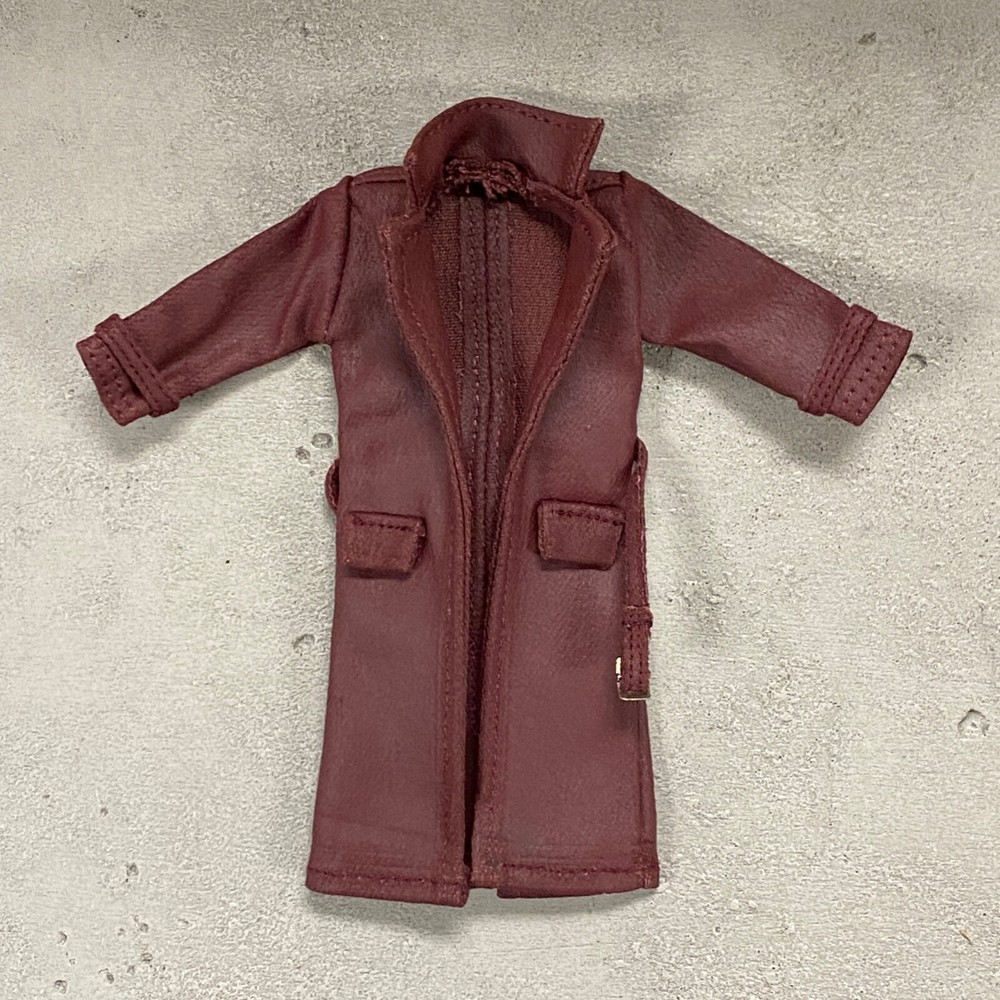 PB-LTC-RED: 1/12 Red Leather Wired Trench Coat for 6″ Vtoys Mezco Muscular body