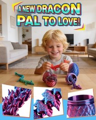 3D Printed Dragon Eggs Mysterious Toy Gifts for Kids Teens 4 Pcs
