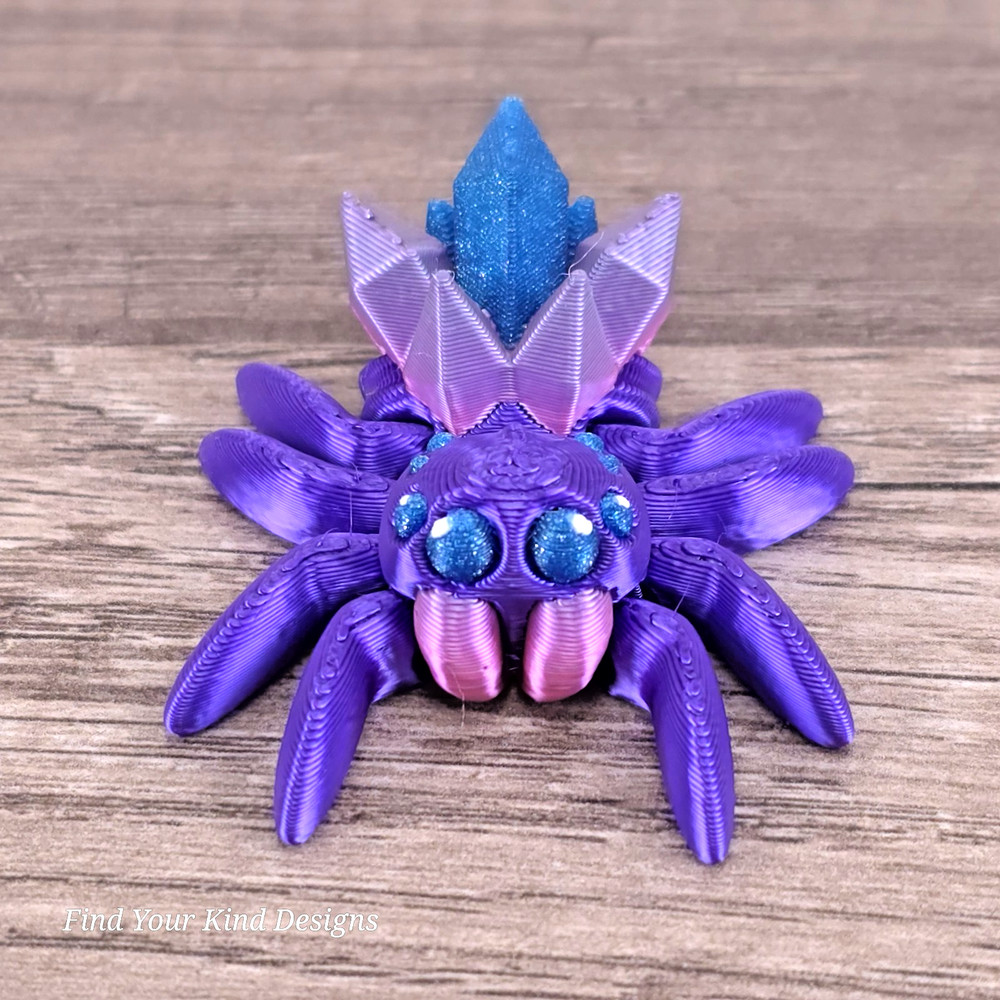 Crystal Spider 3D Printed Articulated Flexi Fidget Toy Gift – 2″ Long