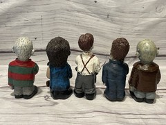 (5)Horror Movie Gnome Tiki Figures Lot Halloween Scream Freddy Jason Leatherface