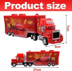 2Pcs Disney Pixar Car No.95 3rd McQueen Mack & Hauler Truck 1:55 Diecast Toy Set