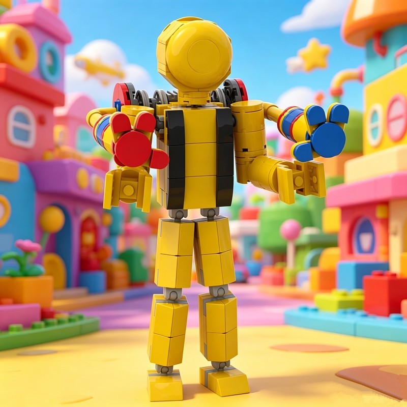 Poppy Playtime Figure Player No.1 with GrabPack Building Block Fan Surprise Gift