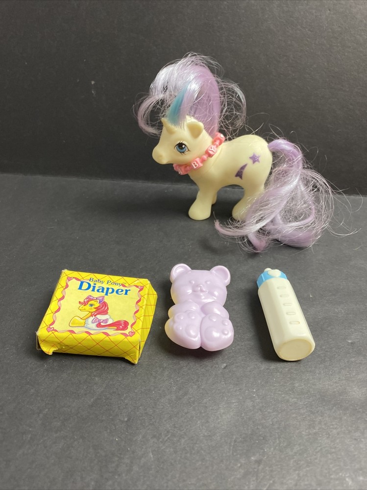 My Little Pony Vintage Unicorn Baby Glory Necklace Brush Diaper Bottle Lot 1984