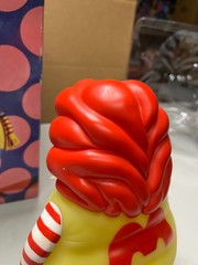 Ron English MC Supersized GLOW Red / Yellow 10″ vinyl figure, 2004 with box