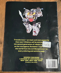 Transformers Generation 2 Decepticon Danger Coloring Activity Book 1993 Vintage