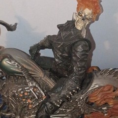 Ghost Rider Action Figure with Motorcycle, Black Outfit, Flames very rare