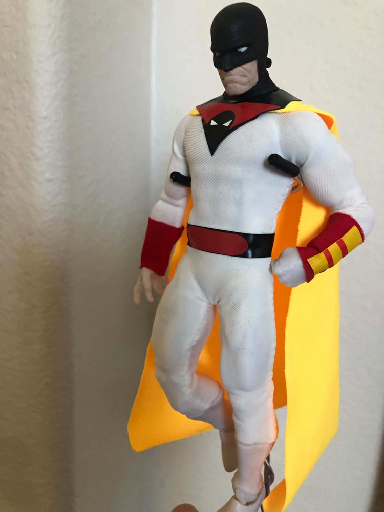 Space Ghost Action Figure White Yellow Cape Plastic Fabric Red Black