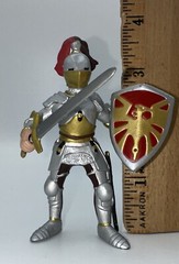 2000 PAPO Knight Silver Armor Red Gold Shield Sword Medieval Figure Toy 3.5″