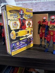 Ninja Steel Lion Fire Gold, Red, an Blue with blaster an Japan Power Star Belt
