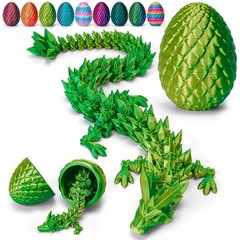12″ 3D Printed Dragon Egg – Articulated Crystal Dragon Toy, Fidget Dinosaur Figu