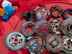 Mixed Beyblade Lot: Metal Fusion, Burst, 2 Stadium Arenas, Case, Launchers As Is