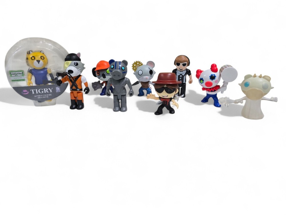 Mega Minitoon Roblox PIGGY 9 Figure LOT Tigry, Robby, Clowny, Frostiggy, Raze