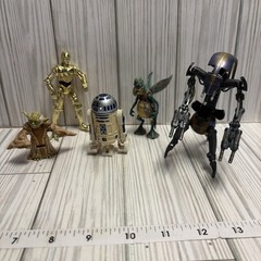 1990’s Star Wars Lot of 5 Action Figures C3PO, R2D2, Yoda, Watto, Droid Toys