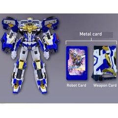 Metal Cardbot S Blue Cop Trinity 3 cars transform into one robot 11.8″ x 5.3″