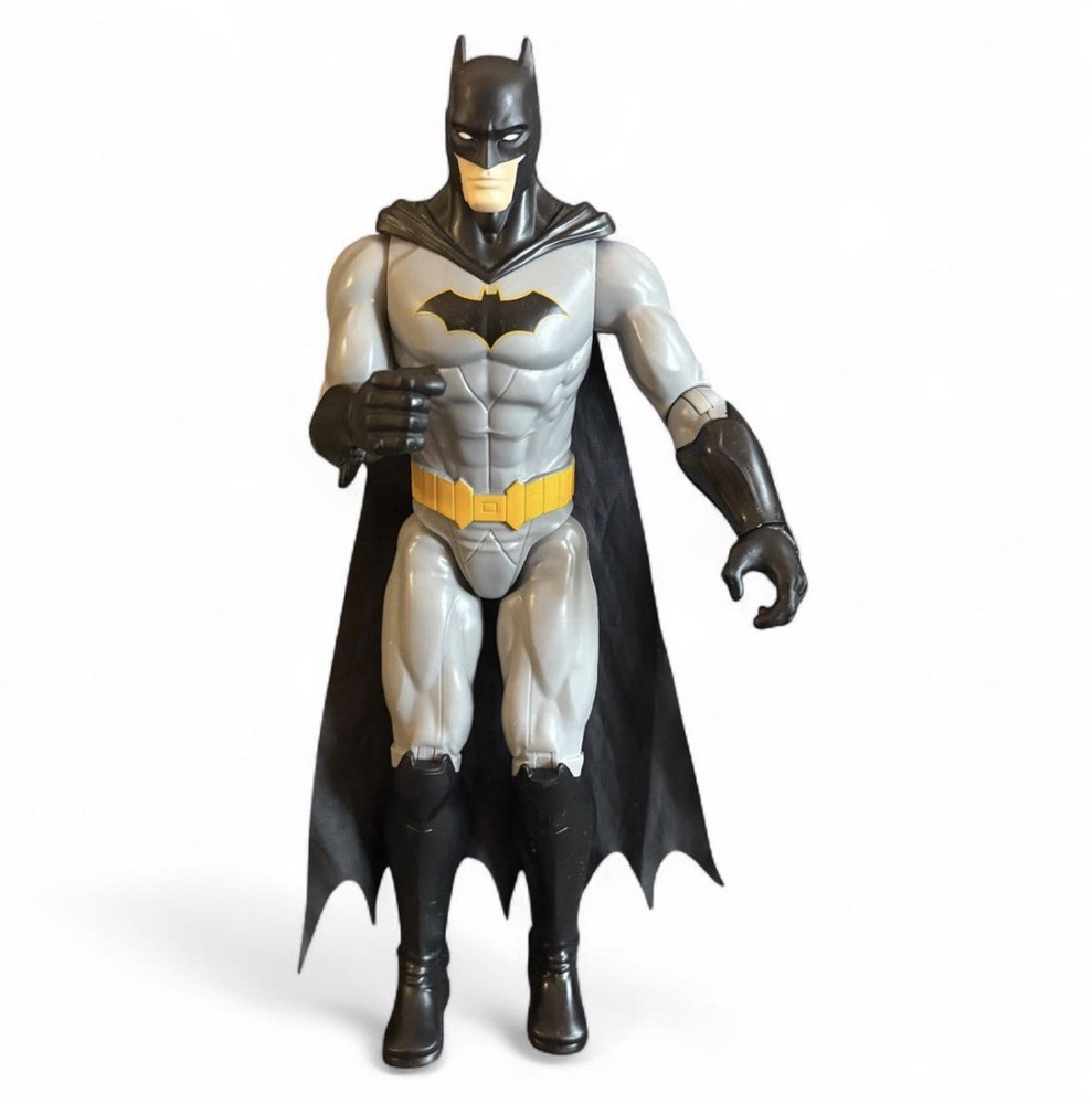 DC Comics Batman Action Figure Gray Black Yellow Plastic with Cape