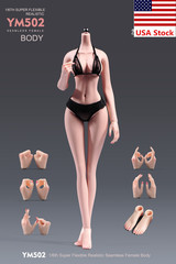 YM502 1/6 Female Pale Mid Bust Thin Waist Flexible Body Details 12″Action Figure