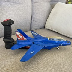 VTG 1989 Hasbro Flying Fighters? Blue Navy Jet Plane WORKS RARE HTF