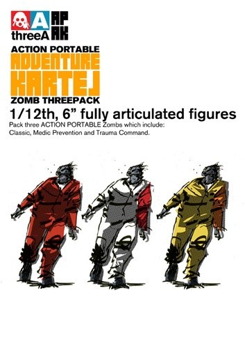 ThreeA 3A 2011 Action Portable Adventure Kartel Zomb Three Pack 1/12 SDCC 2026