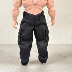 PB-MUF-PT-BLK: Black Cargo Pants for 7″ WWE or Muff Toys Adam Muscle Body