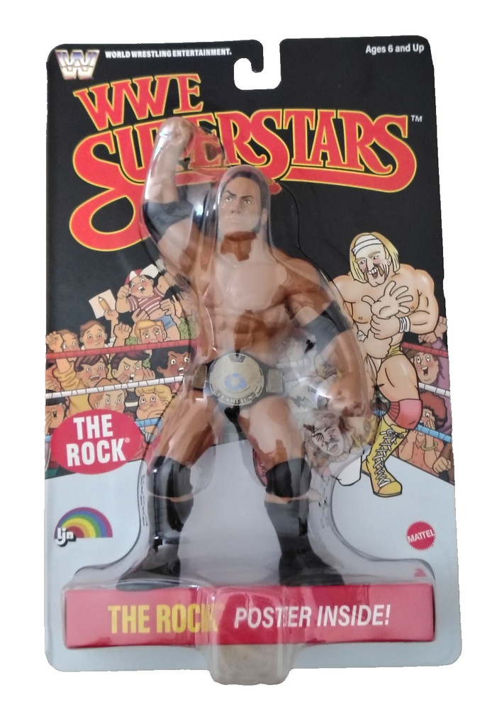 Mattel WWE Superstars LJN THE ROCK 1980’s 8″ Retro Figure 2026 BLACK CARD CHASE