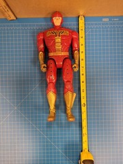 Vintage Red Gold Action Figure Toy Robot Style 12 Inch Tall Collectible