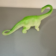 Vintage Opaque Orange Triceratops and Green Apatosaurus Dinosaur Toys