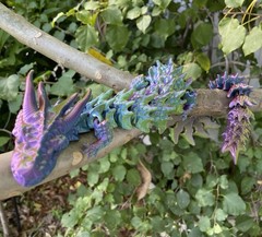 3D Printed Long Articulated Dragon Triple Silk Large 20 Inches 3 Color Shifting