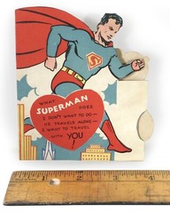Vintage, Rare Die-Cut Superman Valentine’s Day Card (Circa 1940’s)