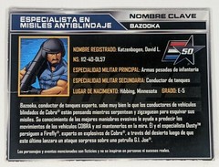 Lot of 3 GI JOE File Cards – Bazooka Firefly Dusty Portuguese Spanish 50th Anniv