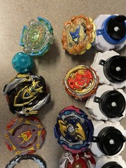 Beyblades, assorted, everything pictured is included