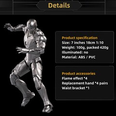 Marvel Avengers Iron Man Mark 2 MK2 Ironman Toy LED Light Action Figure Model