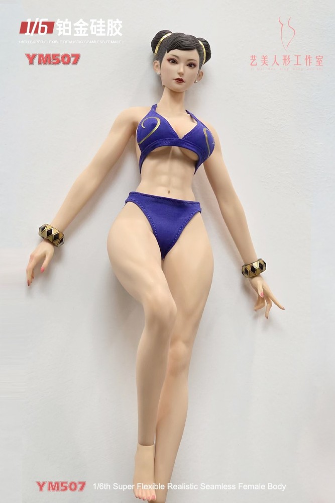 YM507 1/6 Female Body Muscle Flexible Seamless Silicone Large Breast 12″ Figure