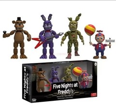 4Pcs FNAF Action Figures Set – Freddy, Bonnie, Chica, Foxy & Nightmare Balloon B